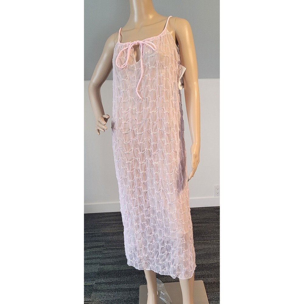 Ritchie Women Loose  Polyester Baby Pink Bikini Cover Up‎ Sheer Long Dress  O/S